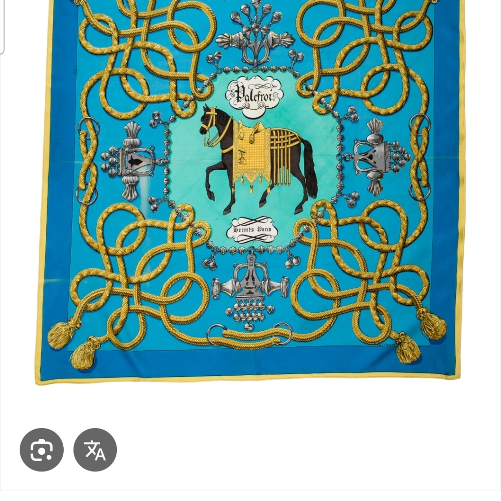 HERMES Palefroi Silk Scarf By Françoise De La Perriere 34 Inches Excellent - Picture 3 of 5
